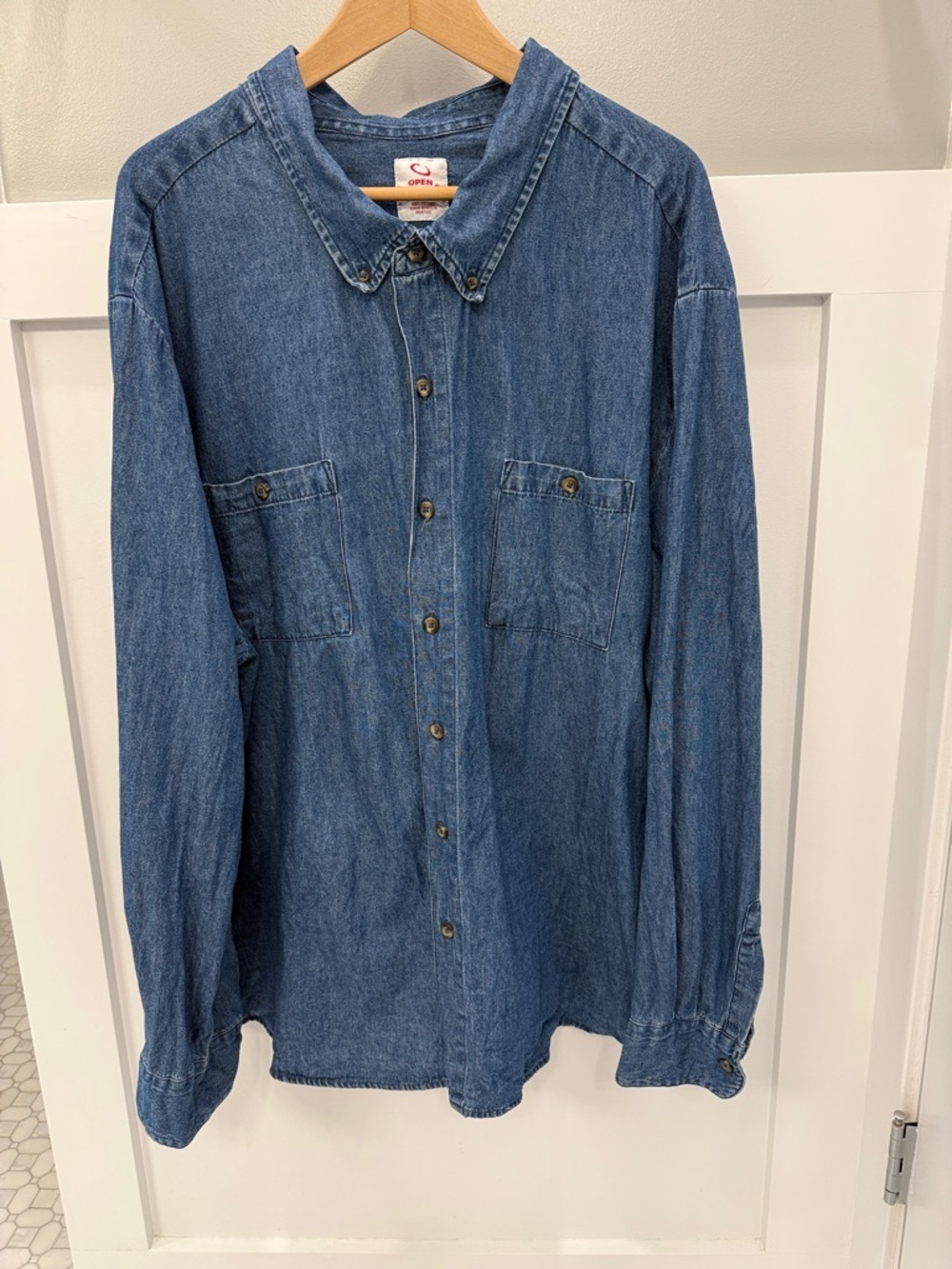 Men's Denim Button-Down Shirt - Blue 100% Cotton